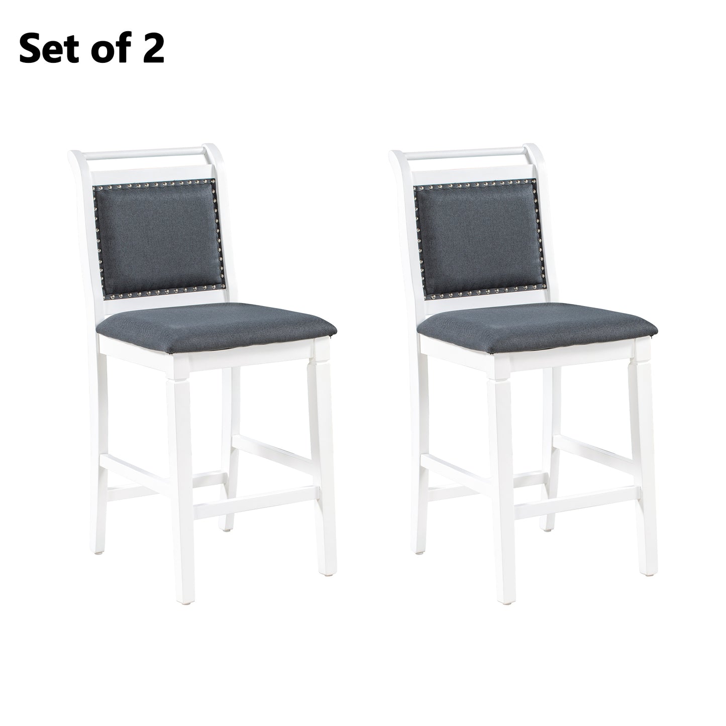 TOPMAX 2-Piece Upholstered Wood Breakfast Nook Dining Chairs for Small Places, White