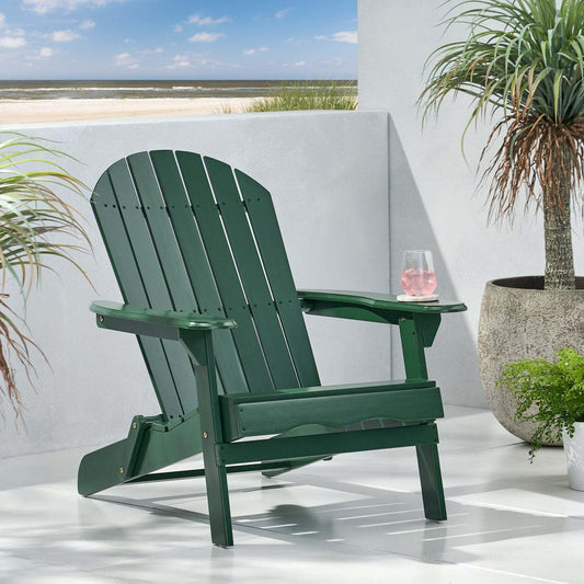 Outdoor All Solid Wood Wooden Adirondack Chair Dark Green