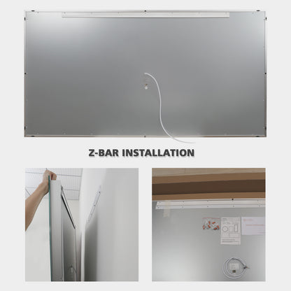 LED Bathroom Mirror, 72 x 38 inch, Anti Fog,Time,Thermometer,Not Dimmable,Color Temper 3000K-6400K,90+ CRI, Waterproof IP44,Horizontal Wall Mounted Way Only