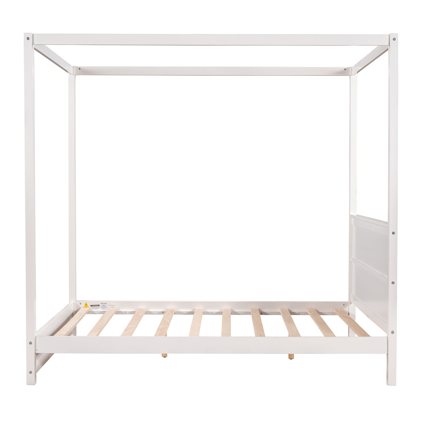 Full Size Canopy Platform Bed with Headboard and Support Legs,White