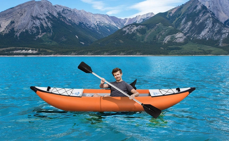 Inflatable Kayak Set with Paddle & Air Pump, Portable Recreational Touring Kayak Foldable Fishing Touring Kayaks, 1 Person