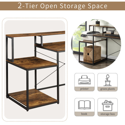 Home Office Computer Desk with Storage Shelves and Monitor Stand Riser Shelf Study Writing Desk Computer Table (OLD SKU: WF198006AAT)