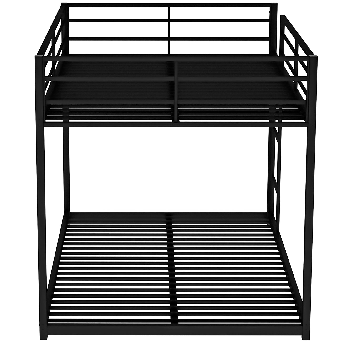 Full over Full Metal Bunk Bed, Low Bunk Bed with Ladder, Black（Old SKU:MF197034AAB）