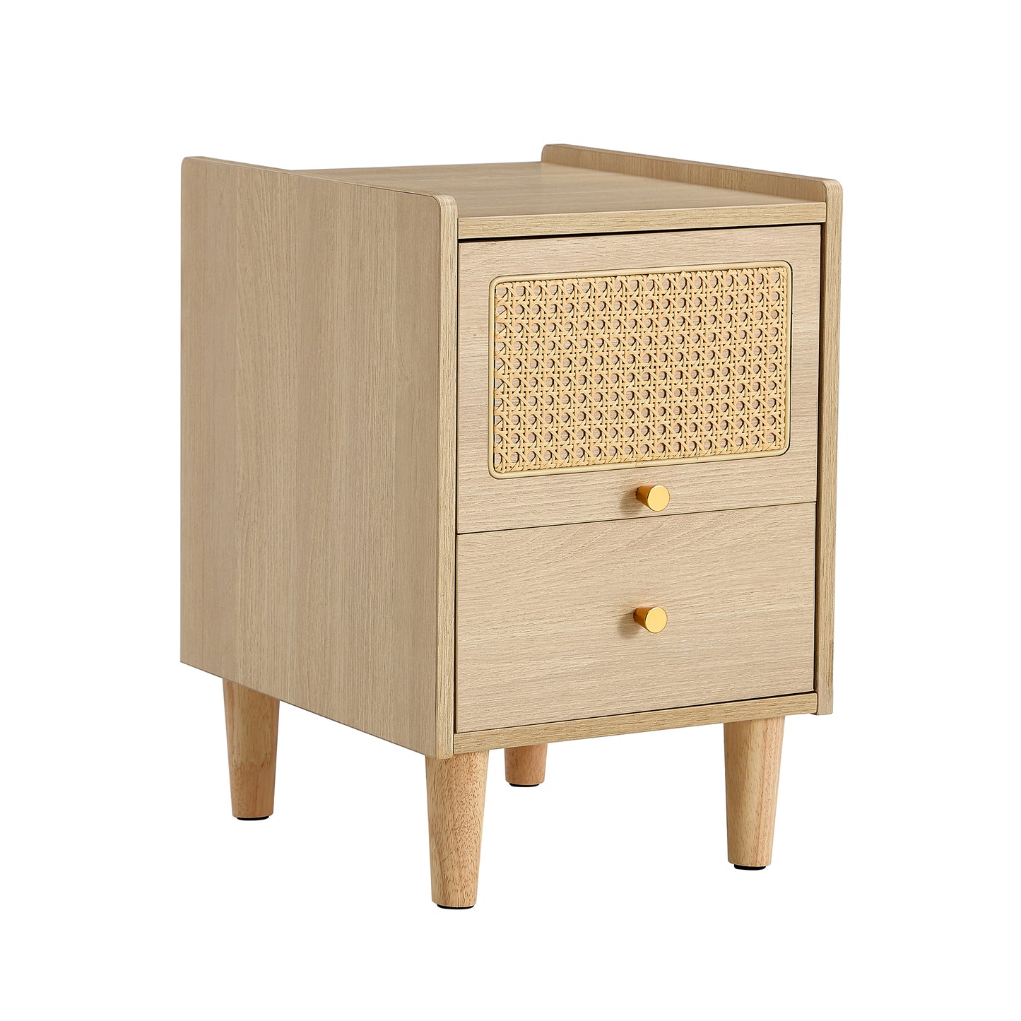 Modern simple storage cabinet MDF Board bedside cabinet Japanese rattan bedside cabinet Small household furniture bedside table.Applicable to dressing table in bedroom, porch, living room.2 Drawers