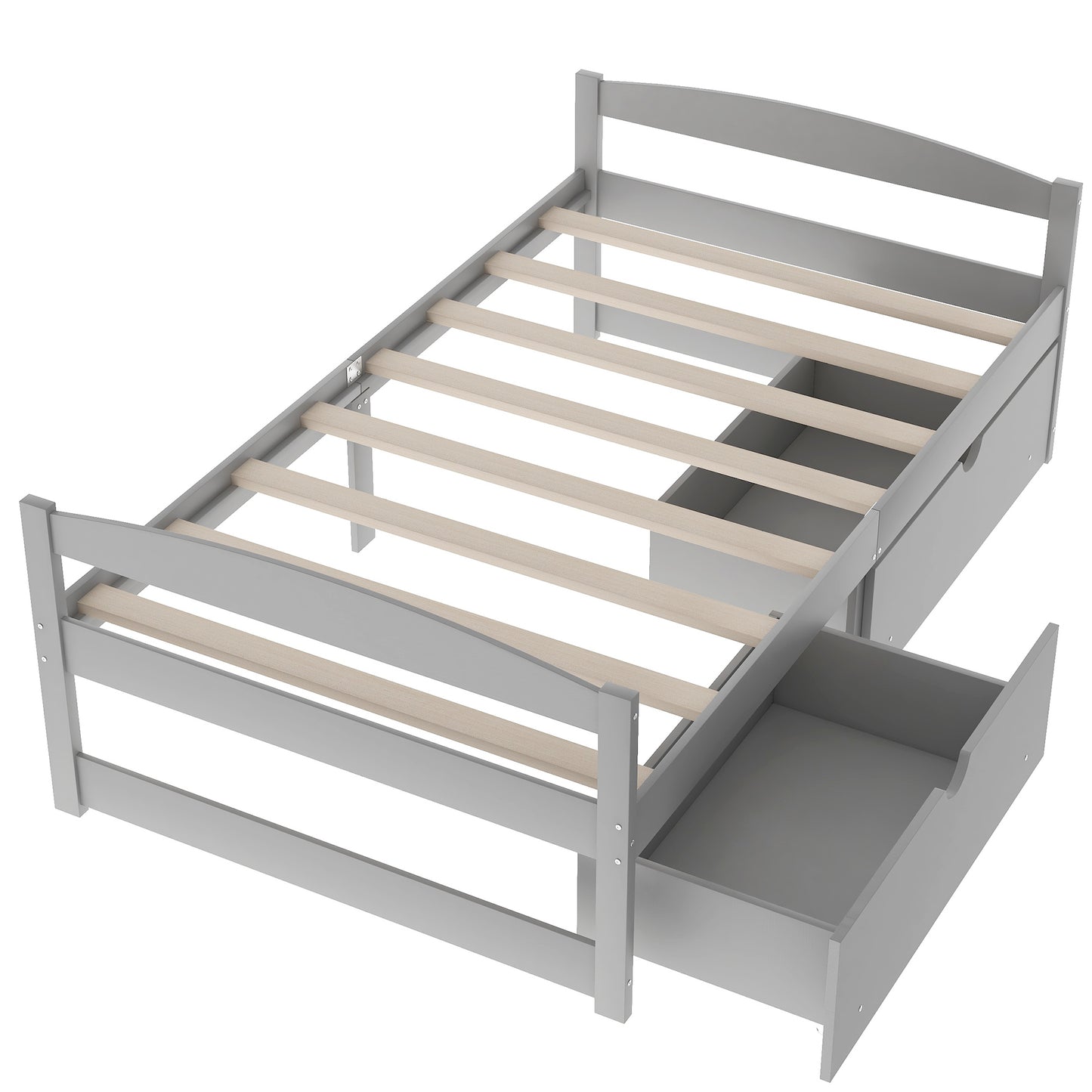 Twin size platform bed, with two drawers, gray （New）