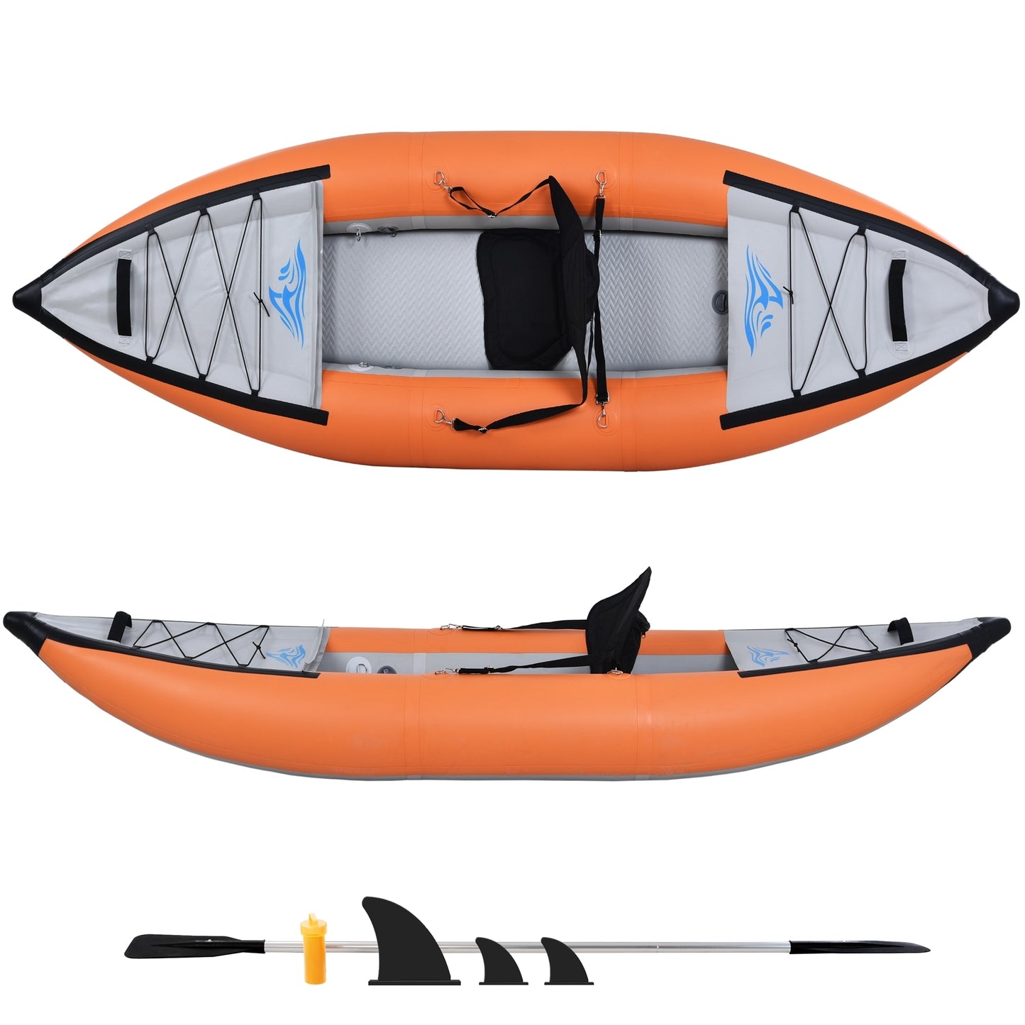 Inflatable Kayak Set with Paddle & Air Pump, Portable Recreational Touring Kayak Foldable Fishing Touring Kayaks, 1 Person