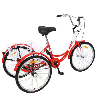 Adult Tricycle Trikes,3-Wheel Bikes,26 Inch Wheels Cruiser Bicycles with Large Shopping Basket for Women and Men