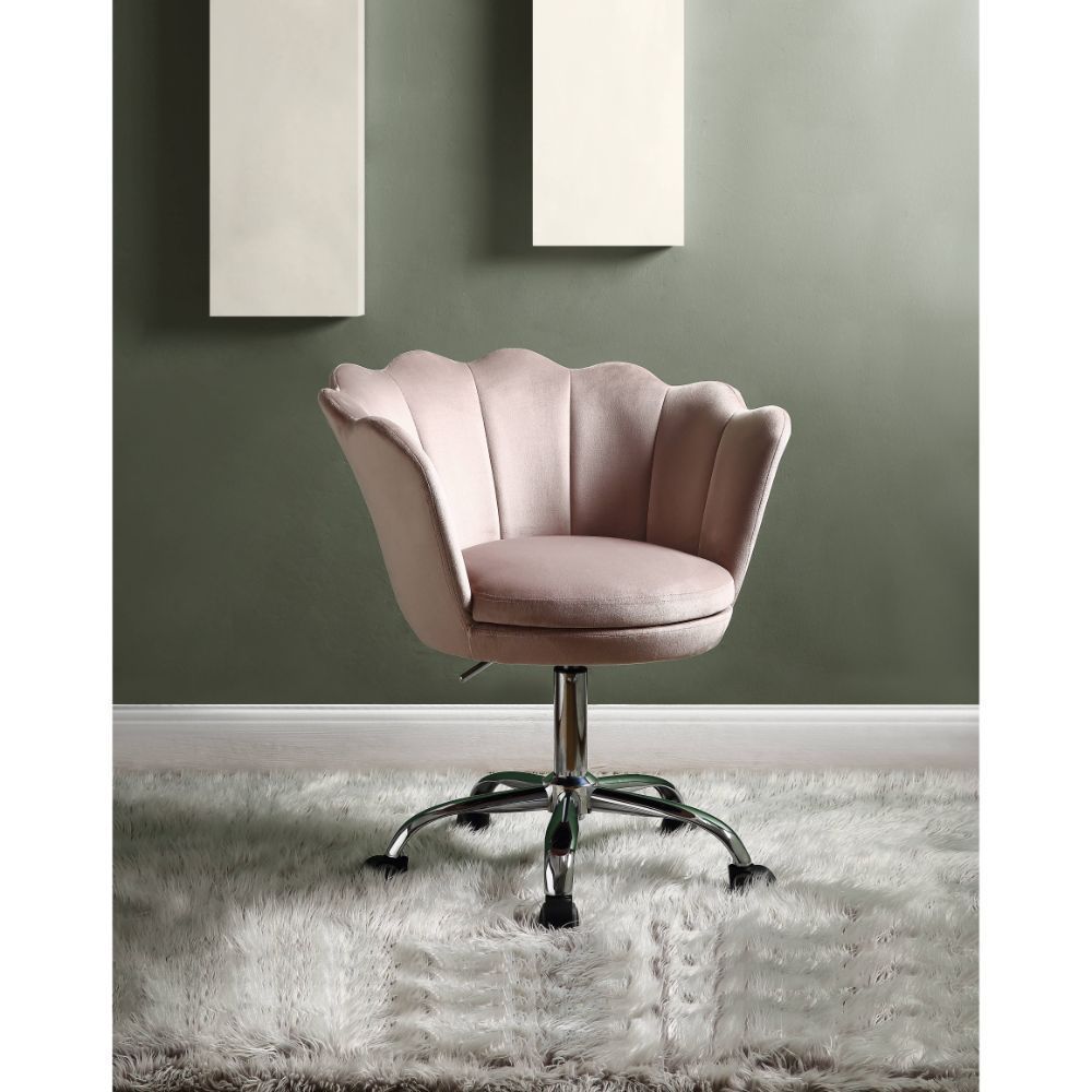 ACME Micco Office Chair, Rose Quartz Velvet & Chrome 92938