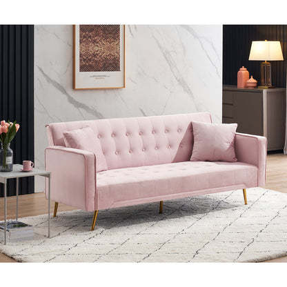 Modern pink multifunctional sofa bed with three levels of adjustment ( without pillow)