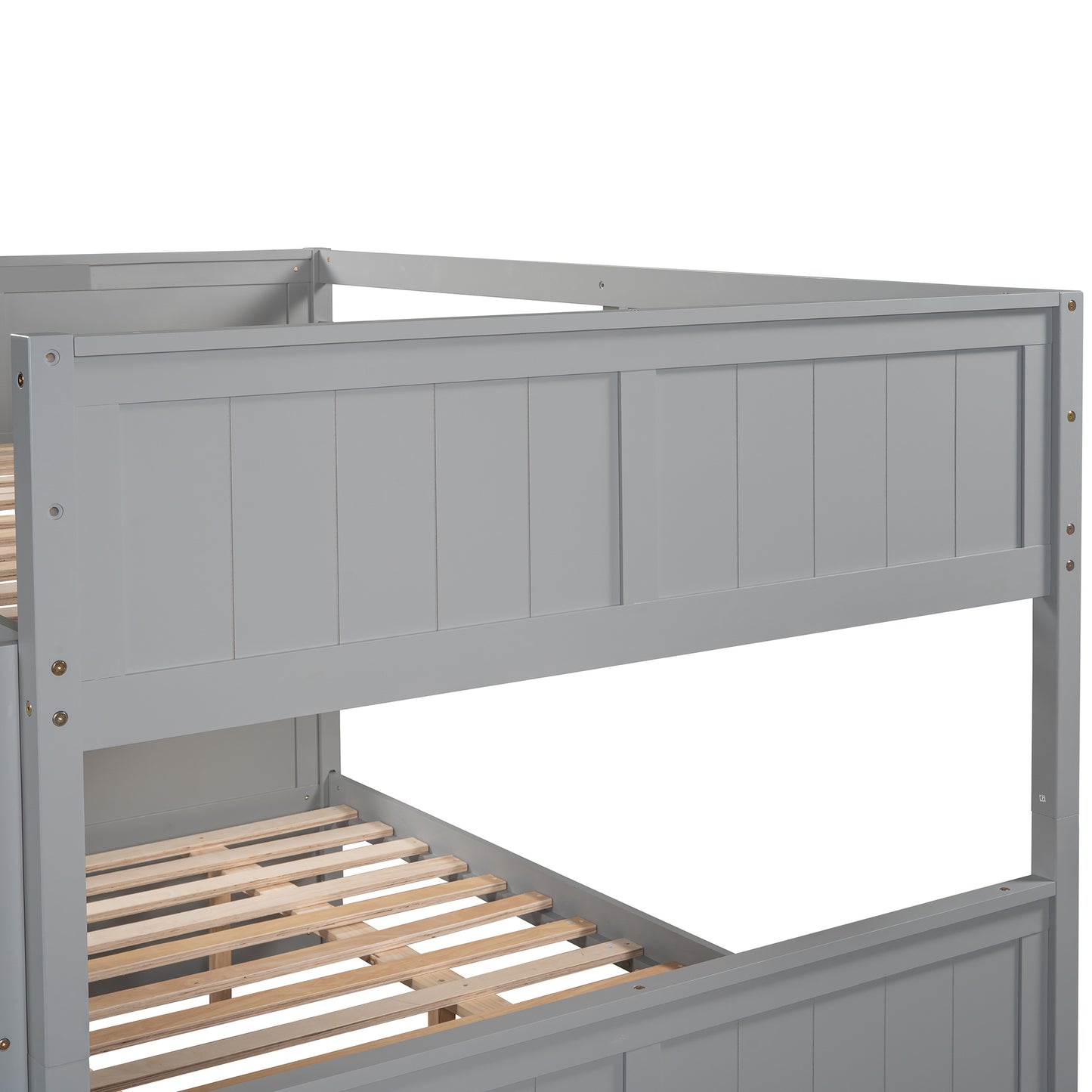 Full Over Full Bunk Bed with Twin Size Trundle, Gray ( old sku: LP000150AAE )