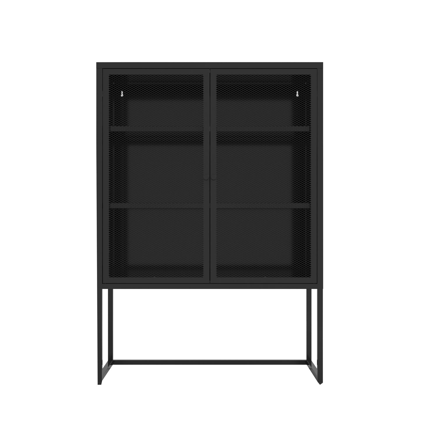 47.2 inches high Metal Storage Cabinet with 2 Mesh Doors, Suitable for Office, Dining Room and Living Room, Black