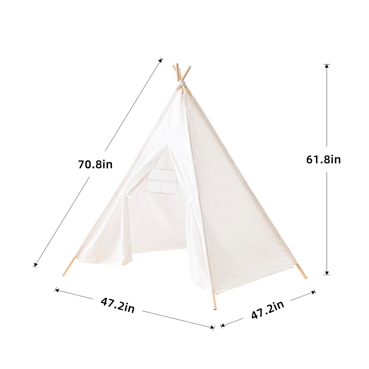 Kids Tent Natural Cotton Canvas Stable Framework Indoor Outdoor Safe Playing House Toys for Boy Girl