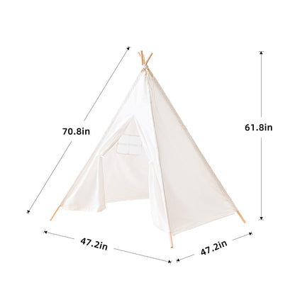 Kids Tent Natural Cotton Canvas Stable Framework Indoor Outdoor Safe Playing House Toys for Boy Girl