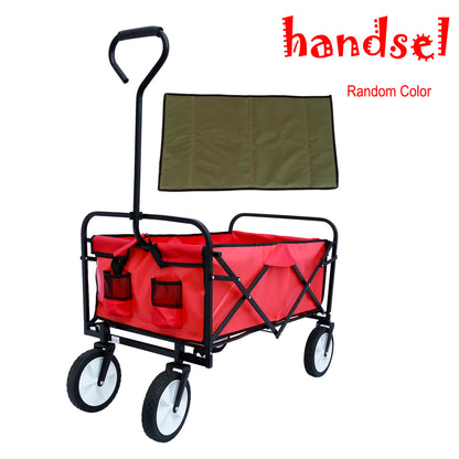 Folding Wagon Garden Shopping Beach Cart (Red)