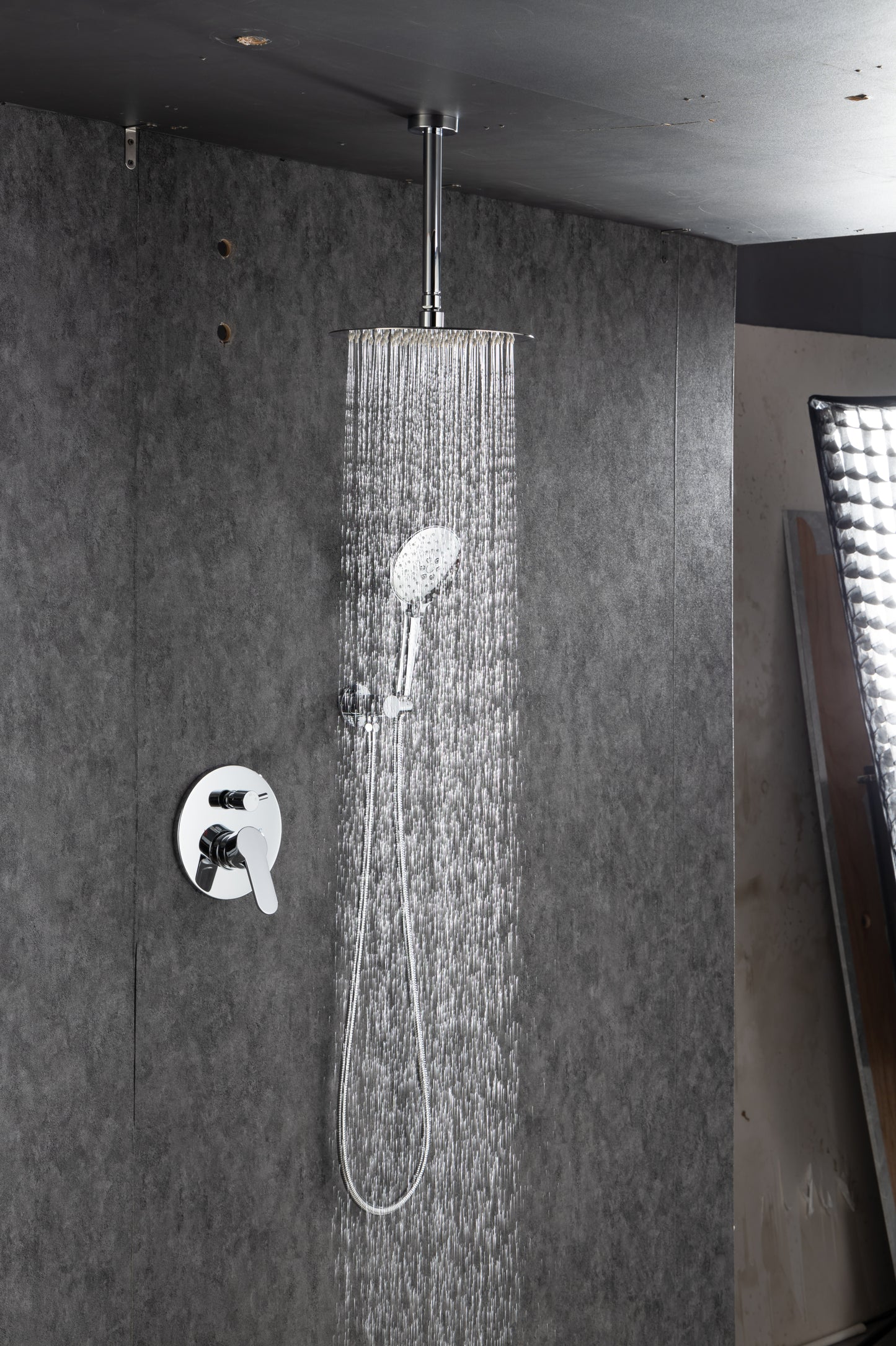 Black Shower System, Ceiling Rainfall Shower Faucet Sets Complete of High Pressure, Rain Shower Head with Handheld, Bathroom 10\\\'\\\' Shower Combo with Rough-in Valve Included