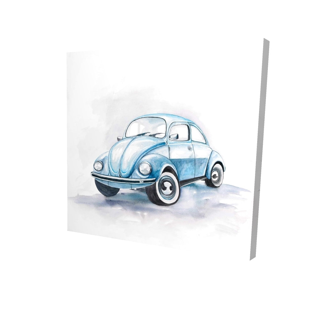 Beetle blue car - 16x16 Print on canvas