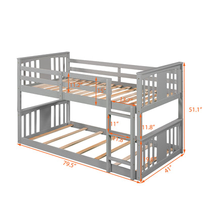 Twin Over Twin Bunk Bed with Ladder, Gray (Old SKU:LP000107AAE)