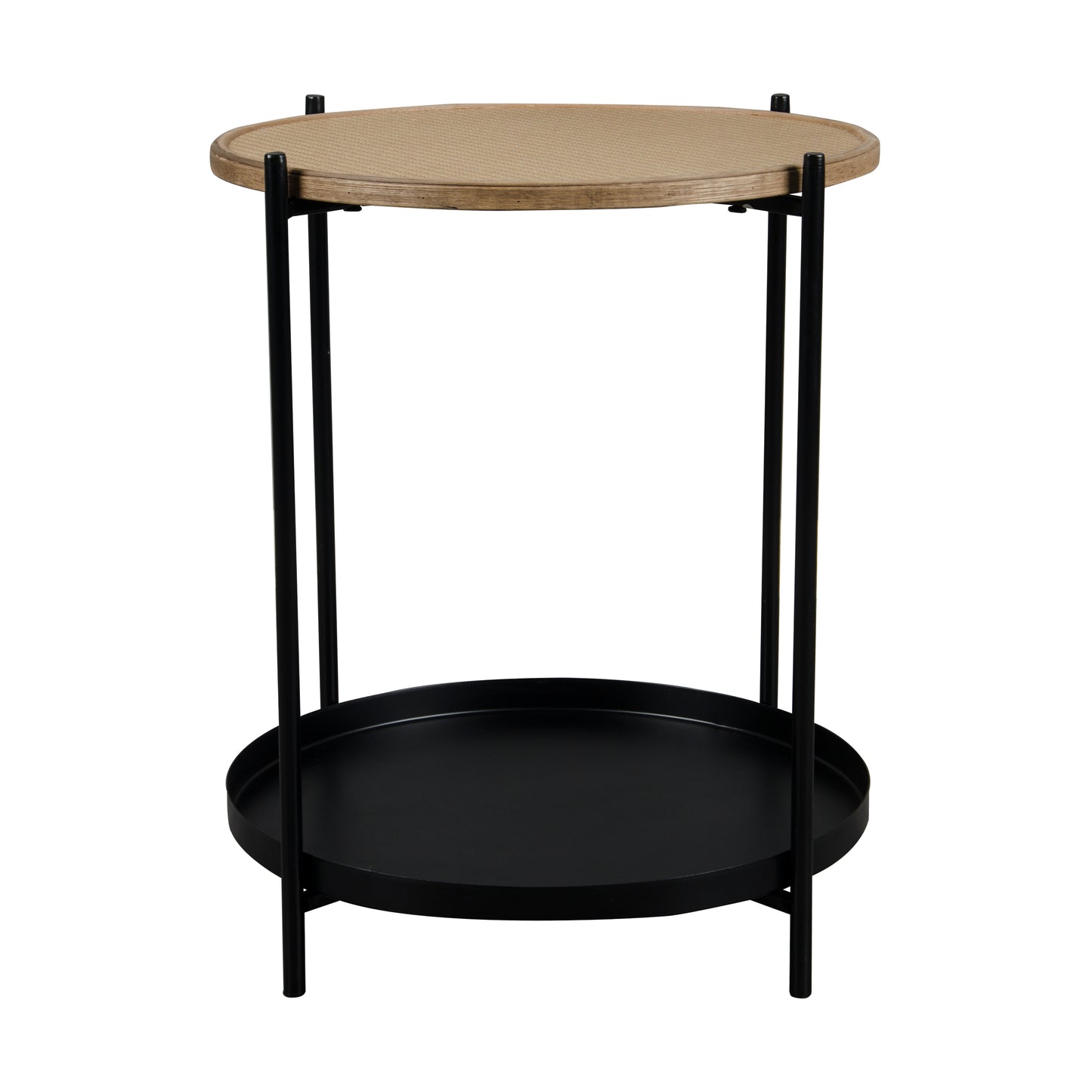 Round Side Table，End Table with Metal Legs for Living Bedroom