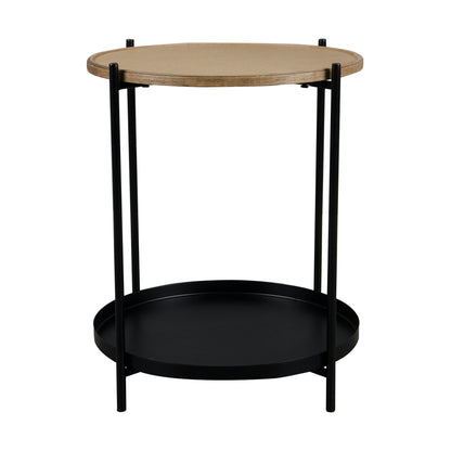 Round Side Table，End Table with Metal Legs for Living Bedroom