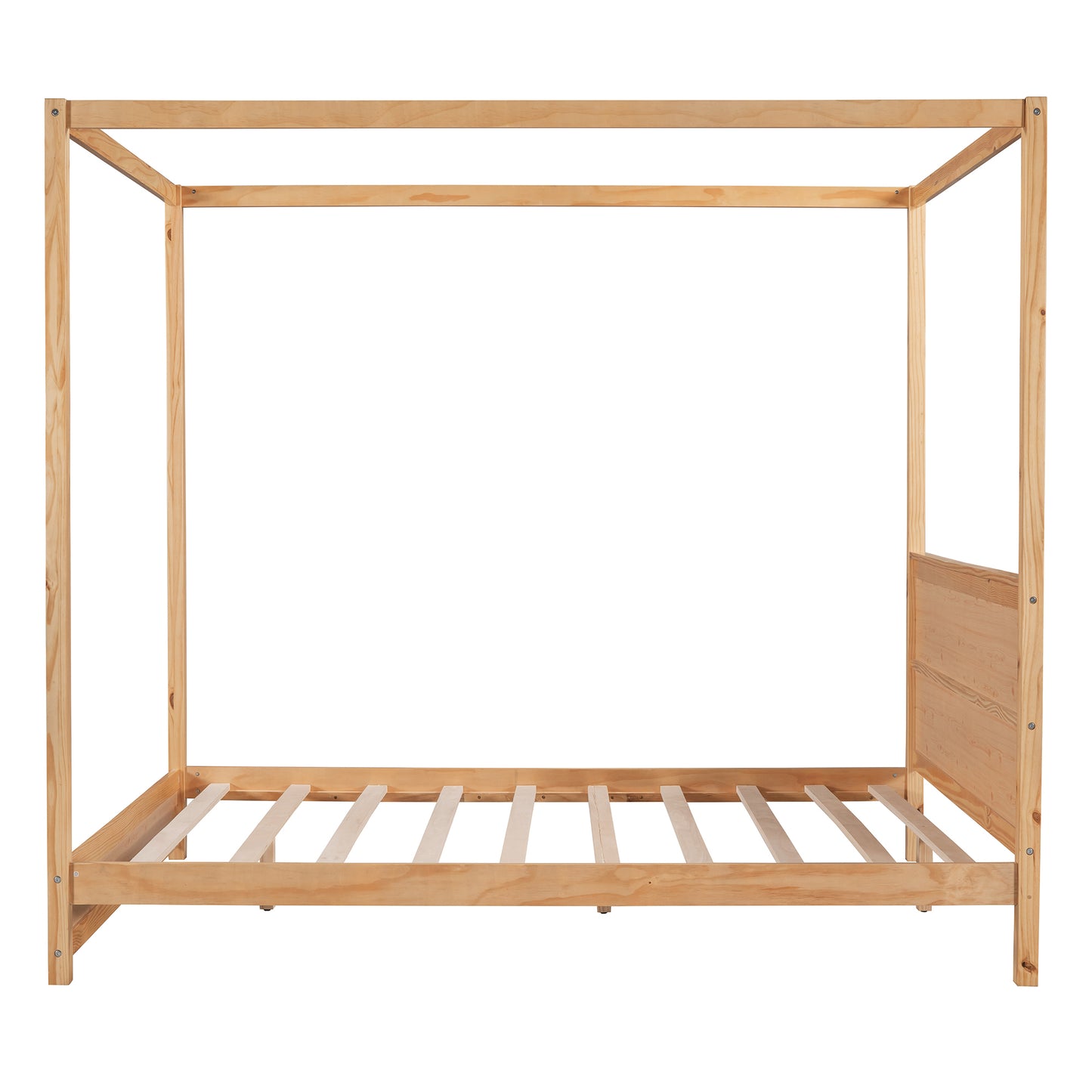 Queen Size Canopy Platform Bed with Headboard and Support Legs,Natural