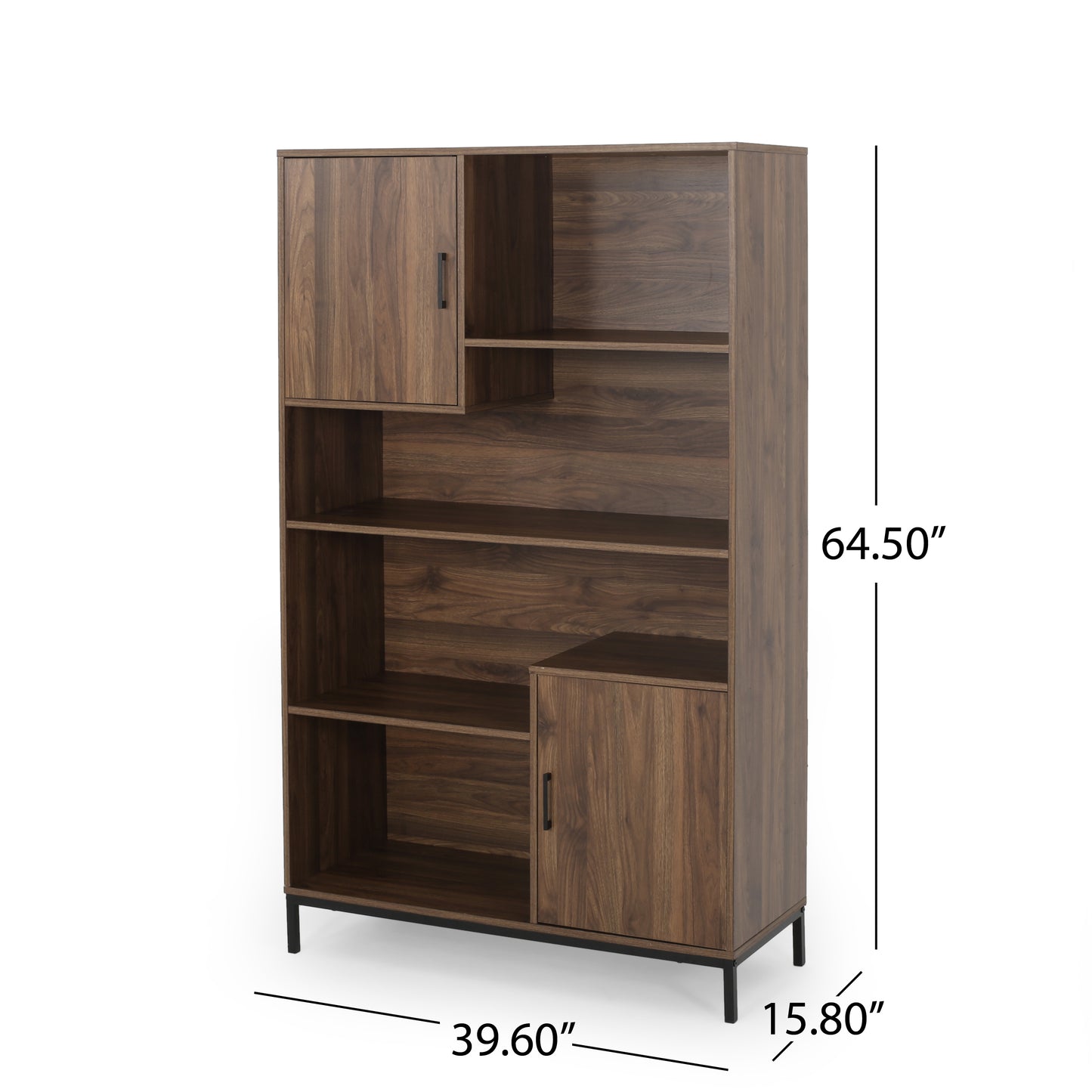 Joaquin bookcase with storage, walnut