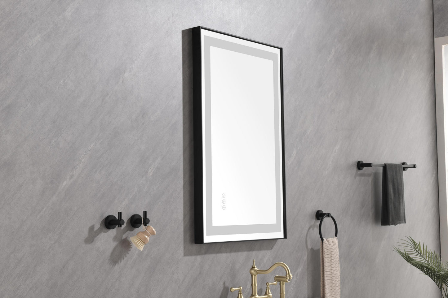 36*24 LED Lighted Bathroom Wall Mounted Mirror with High Lumen+Anti-Fog Separately Control