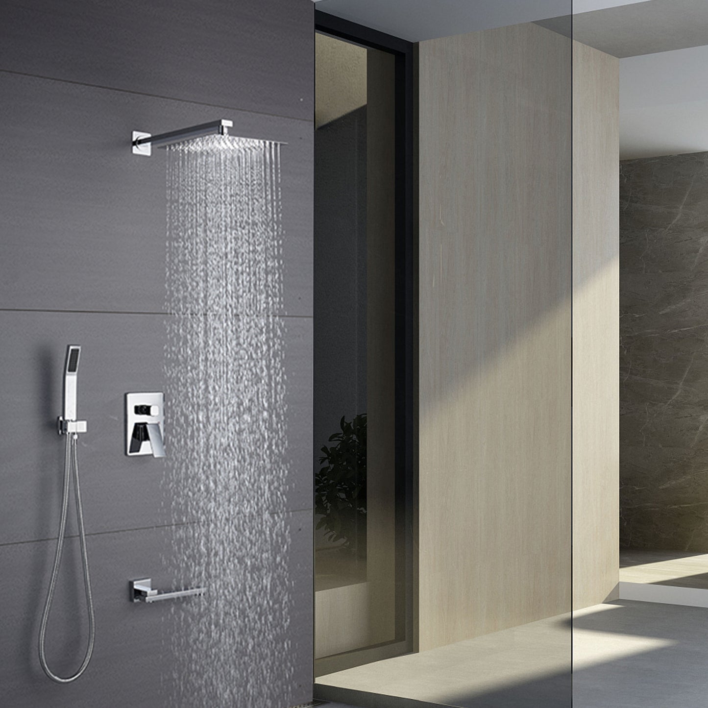 Bath Shower Silver Metal Chrome