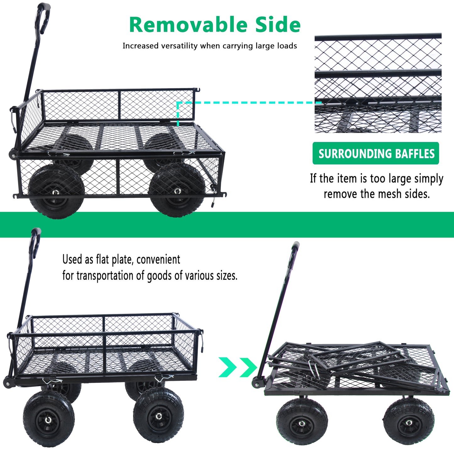 Wagon Cart Garden cart trucks make it easier to transport firewood TC1840BKG