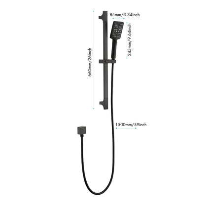 Pressure Balanced Shower System with Shower Head, Hand Shower, Slide Bar, Shower Arm, Hose, and Valve Trim