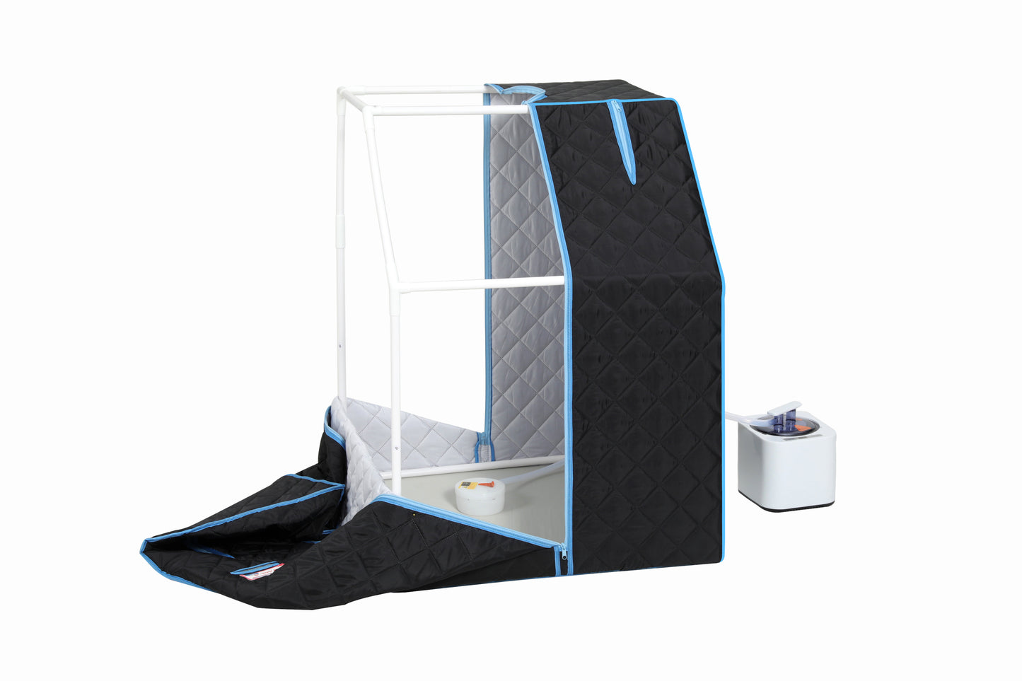 Portable Half body Black Steam Sauna Tent for Personal Relaxation, Detox and Therapy at home.PVC Pipe Connector Easy to Install.Fast heating with FCC Certification