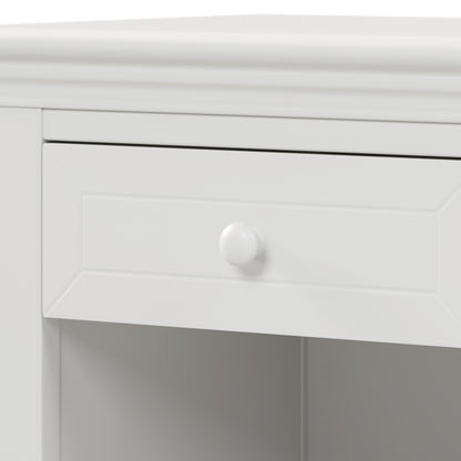 Traditional Concise Style White Solid Wood One-Drawer Nightstand