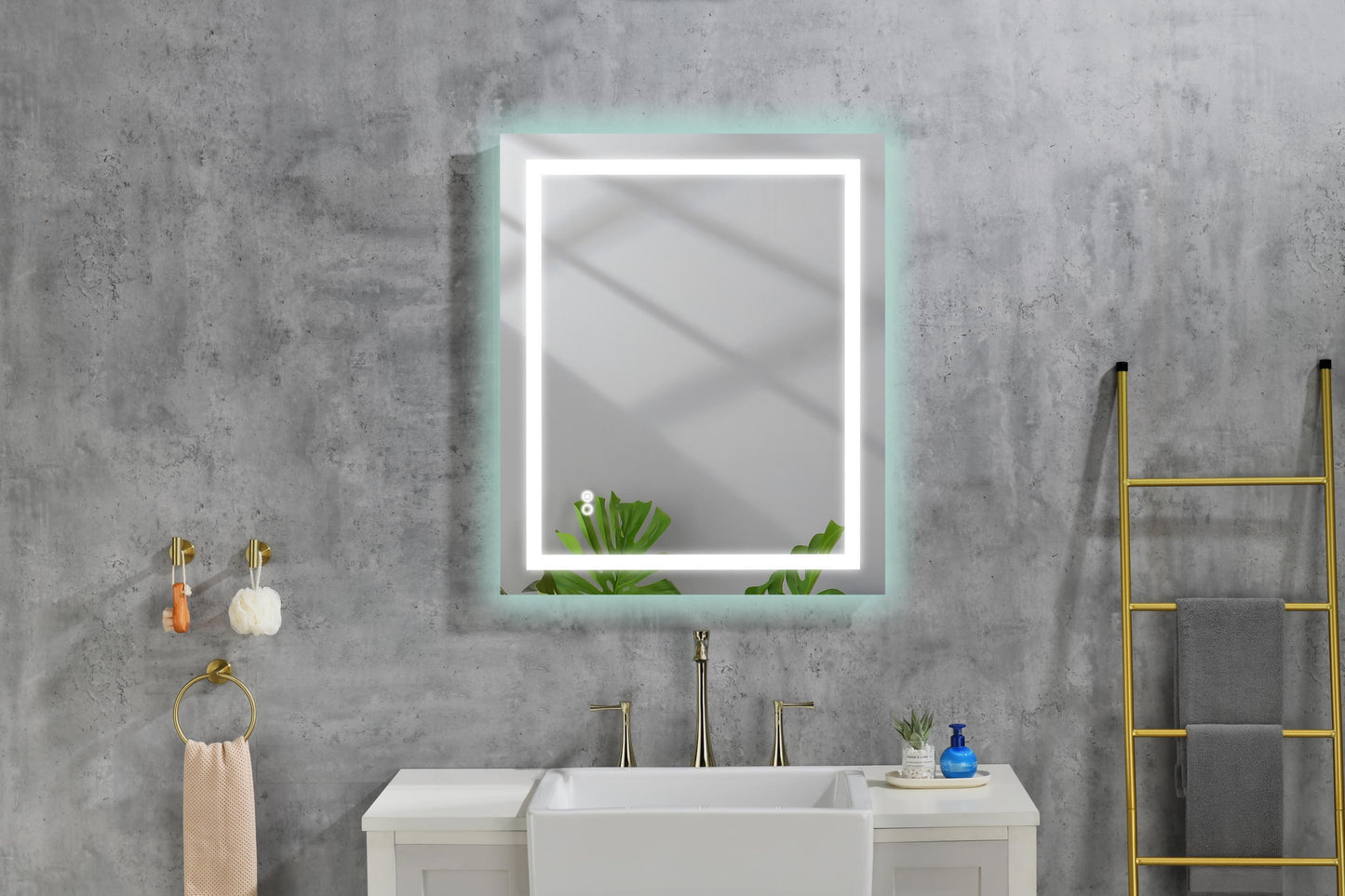 32*24 LED Lighted Bathroom Wall Mounted Mirror with High Lumen+Anti-Fog Separately Control+Dimmer Function