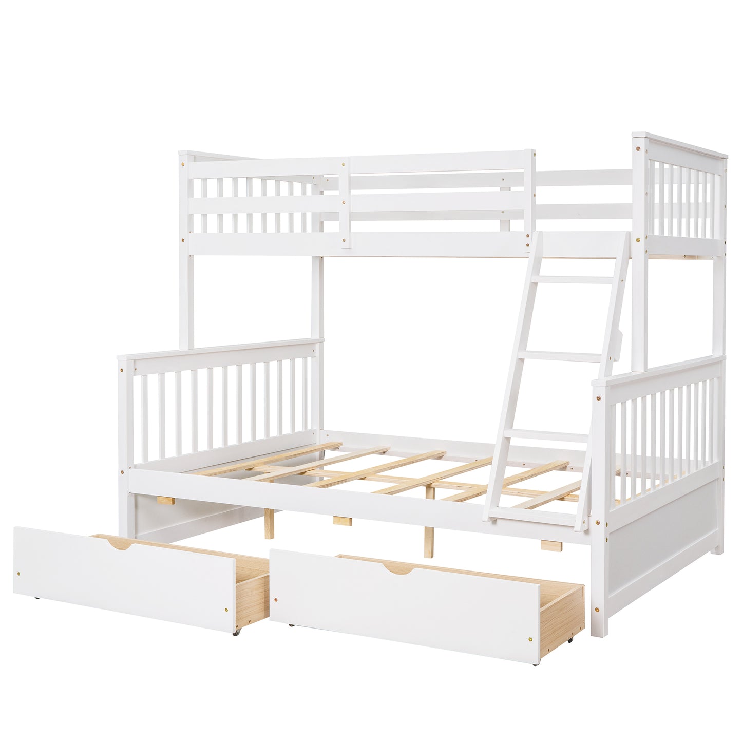 Twin-Over-Full Bunk Bed with Ladders and Two Storage Drawers (White) ( old sku:LT000165AAK）