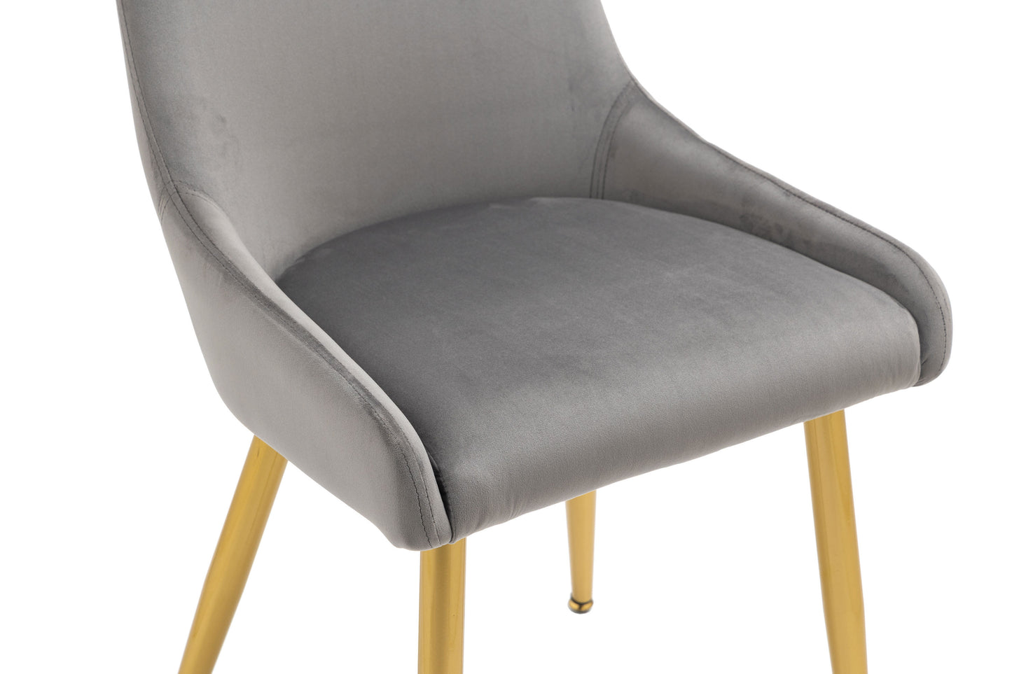 Dining Chairs Set of 2 Upholstered Mid-Century Modern Velvet Accent Desk Chair with Gold Legs for Kitchen Living Room Grey