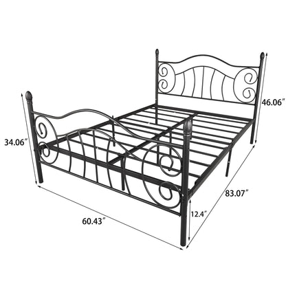 Queen Metal bed frame Sturdy Steel Slat Support with Under Bed Storage ,No Box Spring Needed, Black