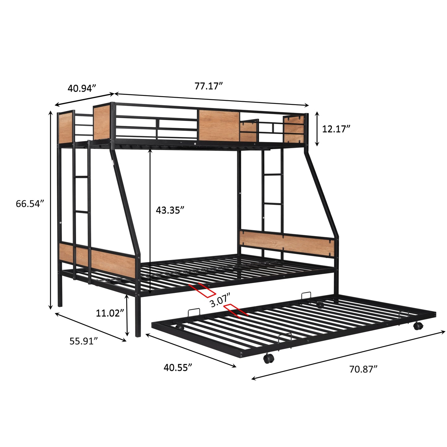 TWIN OVER FULL BUNK WITH TRUNDLE (old sku: W42737495)