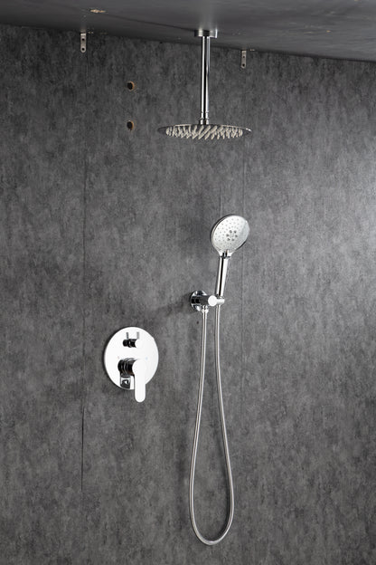 Black Shower System, Ceiling Rainfall Shower Faucet Sets Complete of High Pressure, Rain Shower Head with Handheld, Bathroom 10\\\'\\\' Shower Combo with Rough-in Valve Included