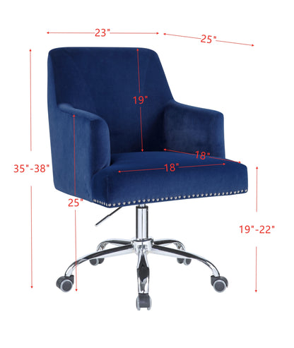 ACME Trenerry Office Chair in Blue Velvet & Chrome Finish OF00117