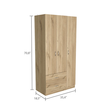 Rowaton 2-Drawer 3-Door  Armoire Light Oak