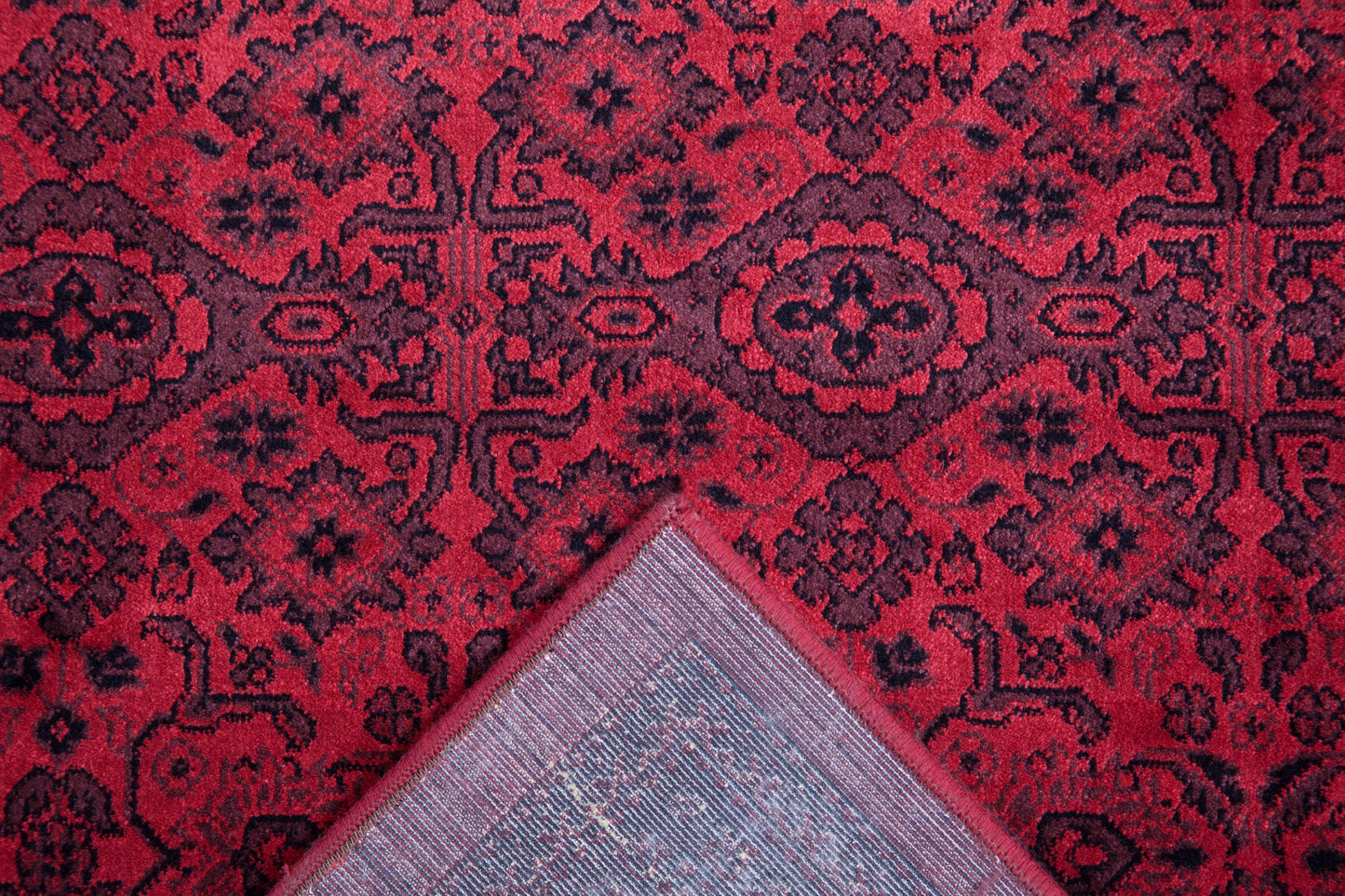 Aurora Border Red and Black Viscose Area Rug 8x10