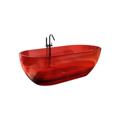 69 inch  Transparent red  solid surface bathtub for bathroom