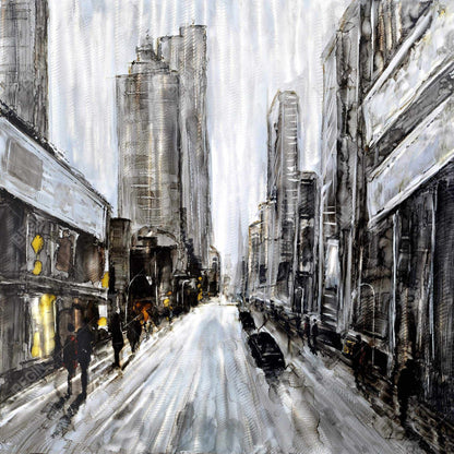 Gray gloomy street  - 16x16 Print on canvas