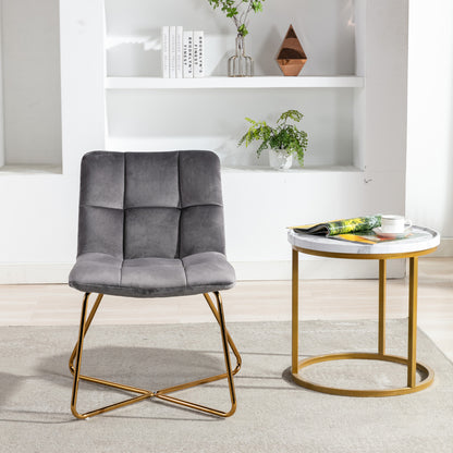 HengMing Velvet Accent Chair Retro Leisure Lounge Chair Mid Century Modern Chair Vanity Chair for Living Room Bedroom with Gold Metal Legs Salmon gray 1 PCS