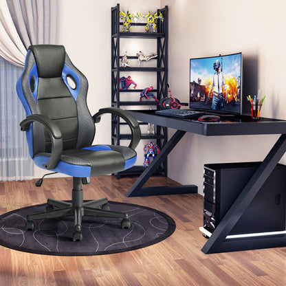 Gaming Office Chair with Fabric Adjustable Swivel, BLACK AND BLUE