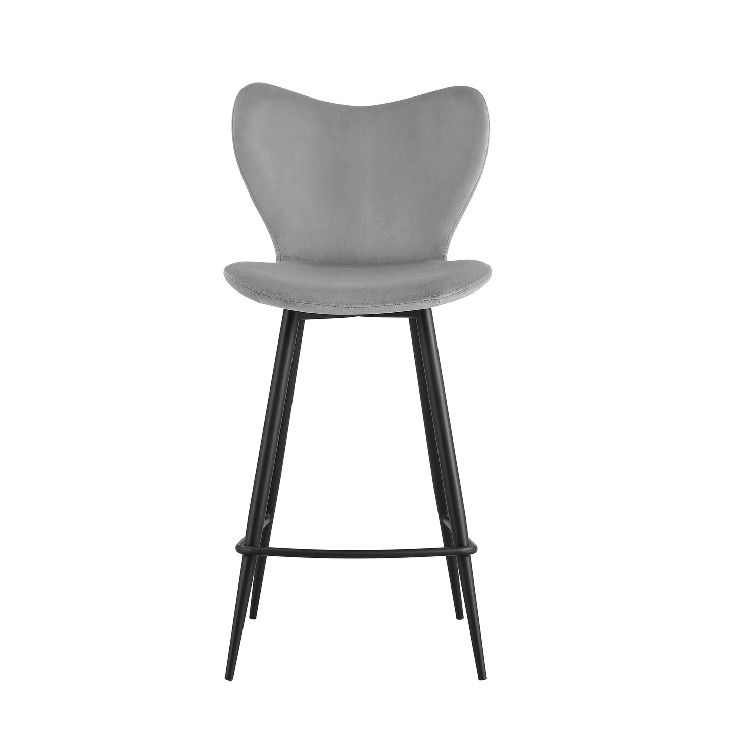 Grey Velvet Chair Barstool Dining Counter Height Chair Set of 2