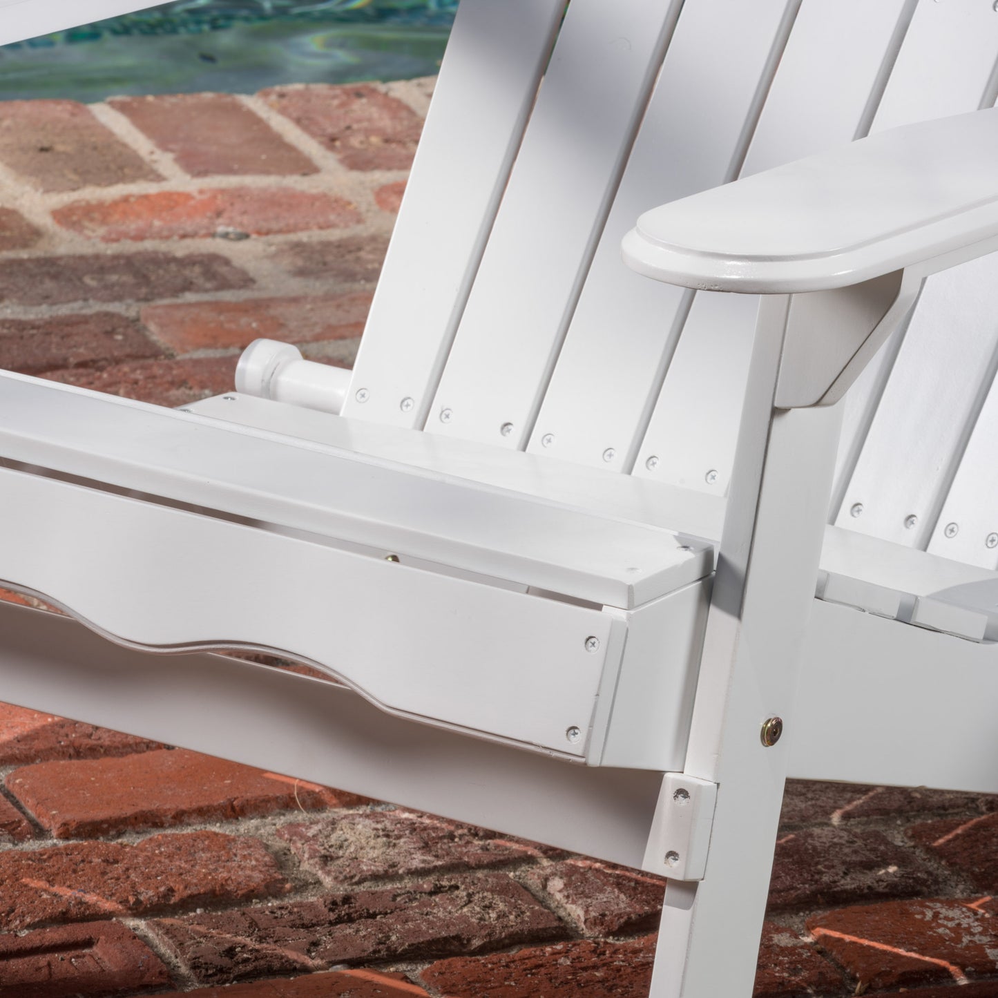 Milan Outdoor Acacia Folding White  Adirondack Chair