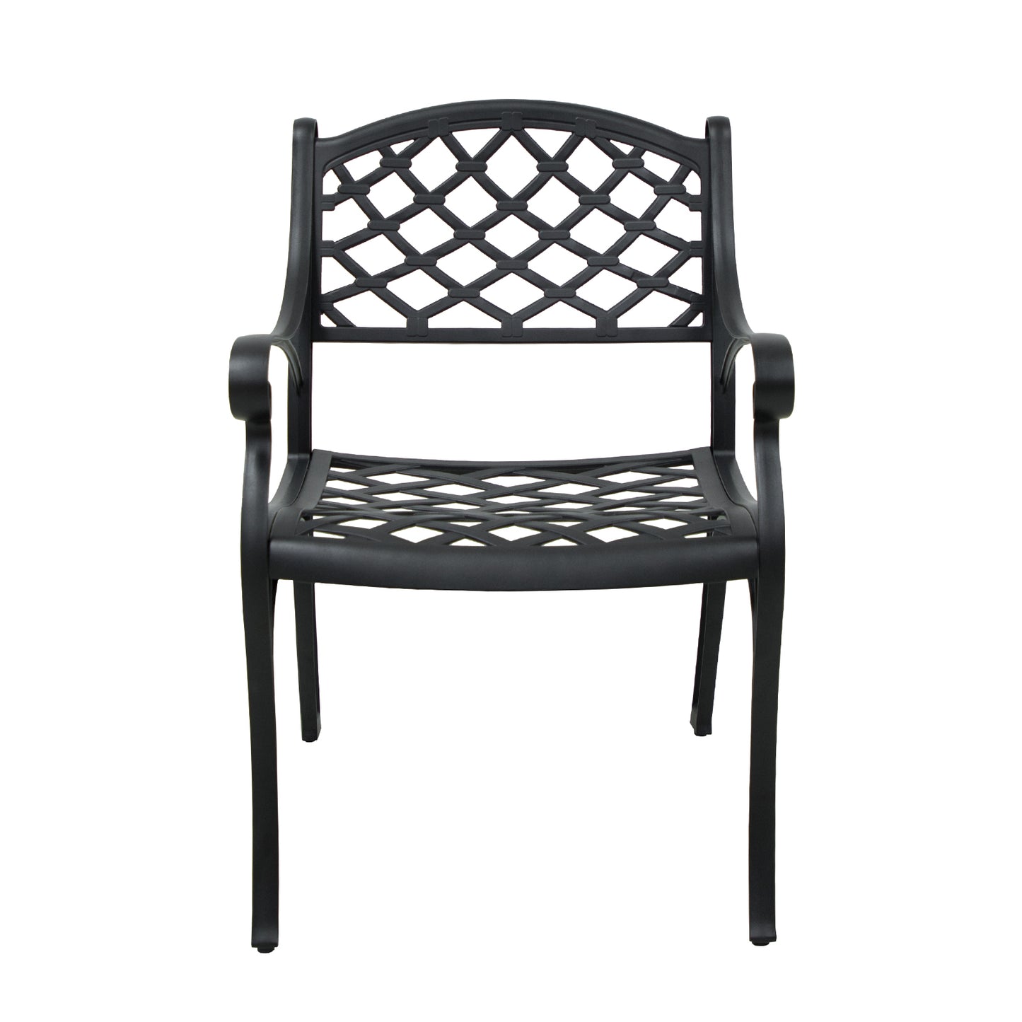 2 Piece Outdoor Dining Chairs, Cast Aluminum Chairs with Armrest, Patio Bistro Chair Set of 2 for Garden, Backyard (Lattice Design 2 Chairs)