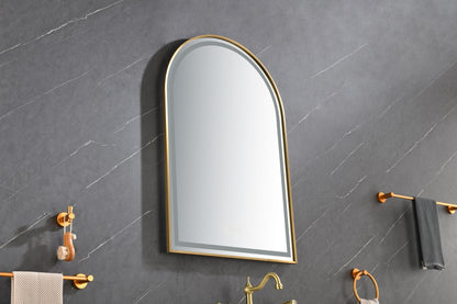 39in. W x 26in. H Oversized Rectangular Brushed Gold Framed LED Mirror Anti-Fog Dimmable Wall Mount Bathroom Vanity Mirror Wall Mirror Kit For Gym And Dance Studio