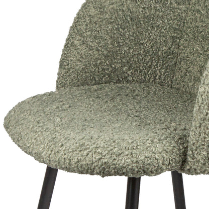 Upholstered teddy faux fur dining armrest chair set of 2 (Grey)