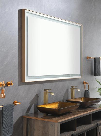 60*36 LED Lighted Bathroom Wall Mounted Mirror with High Lumen+Anti-Fog Separately Control